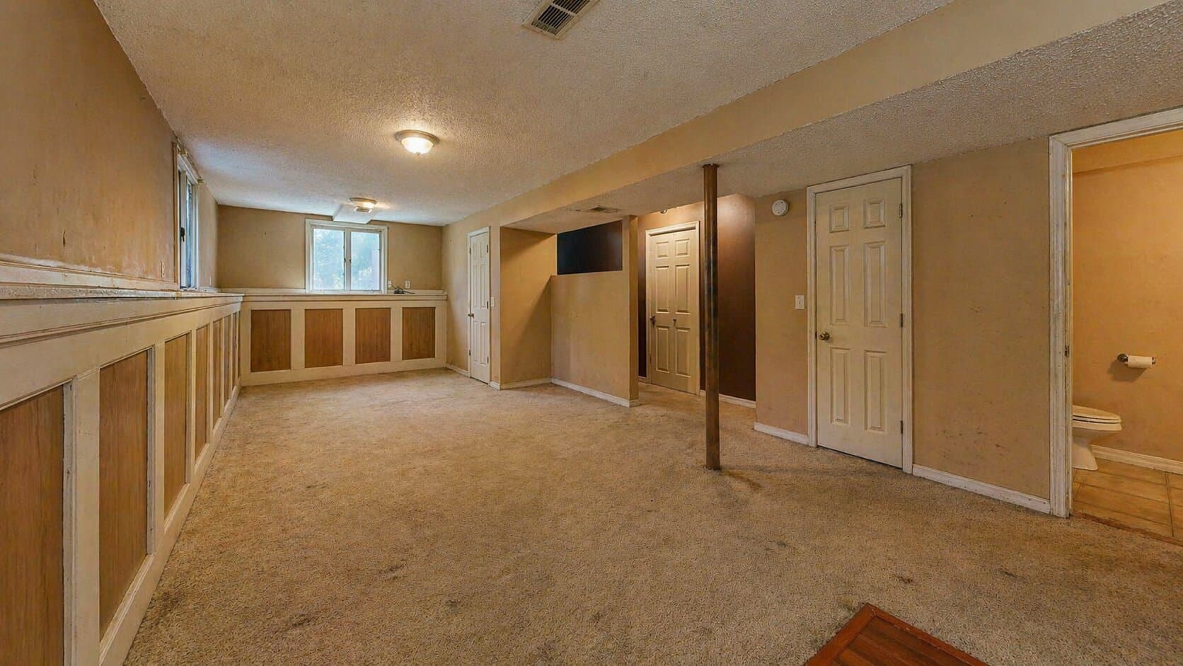 Before: unfinished basement in Saratoga Springs, NY